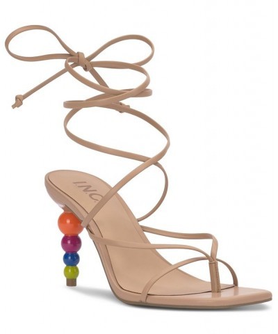 Women's Lellina Lace-Up Ankle-Tie Dress Sandals Tan/Beige $41.17 Shoes