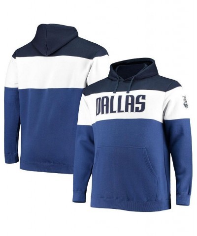 Men's Navy, Blue Dallas Mavericks Big and Tall Colorblock Wordmark Pullover Hoodie $21.93 Sweatshirt