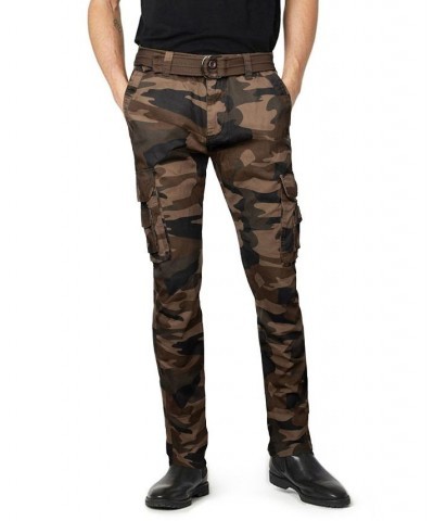 Men's Belted Cargo Pants Brown Camo $41.34 Pants