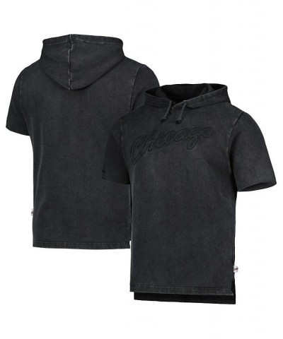 Men's Black Chicago Bulls Tonal Short Sleeve Pullover Hoodie $43.70 Sweatshirt