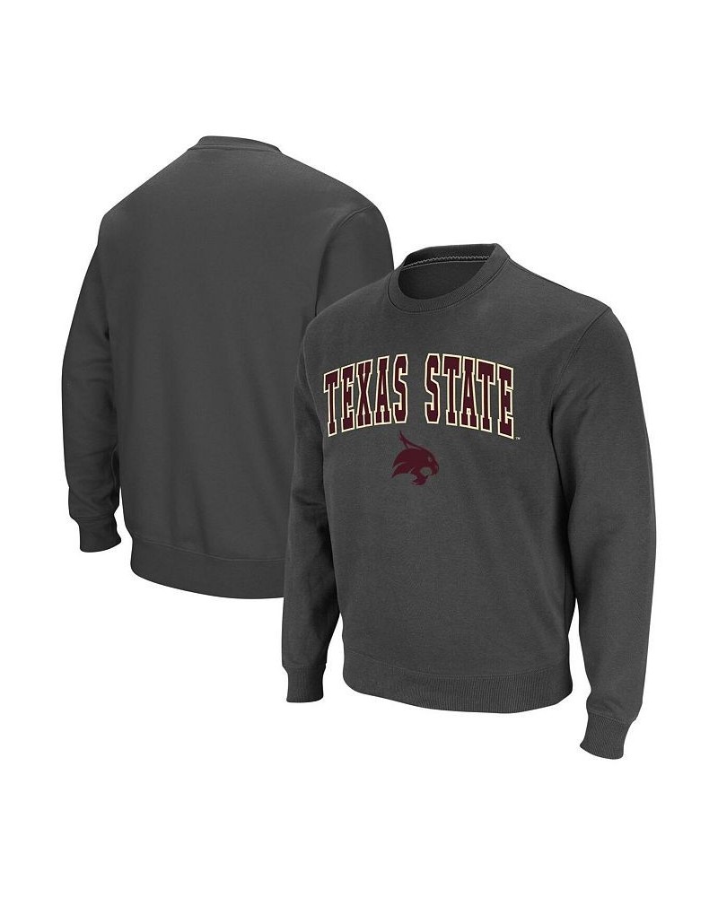 Men's Charcoal Texas State Bobcats Arch and Logo Crew Neck Sweatshirt $22.56 Sweatshirt