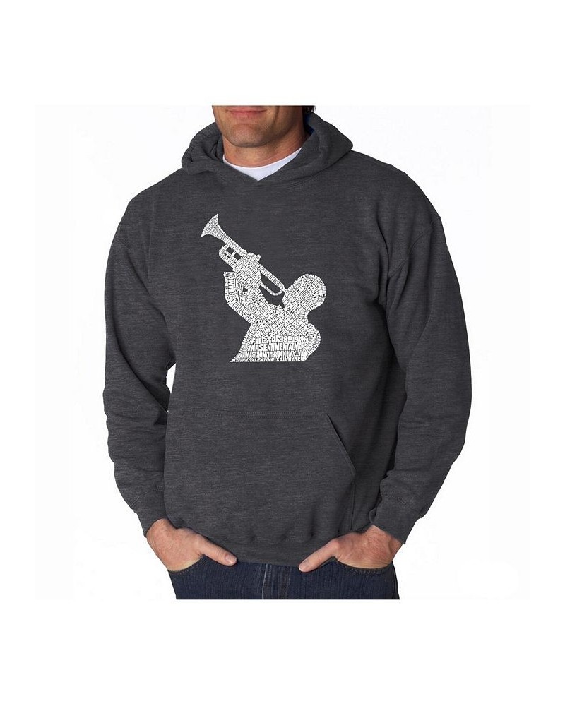 Men's Word Art Hoodie - All Time Jazz Songs Gray $27.60 Sweatshirt