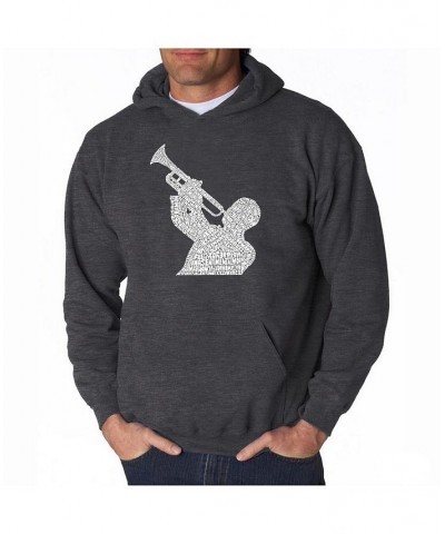 Men's Word Art Hoodie - All Time Jazz Songs Gray $27.60 Sweatshirt