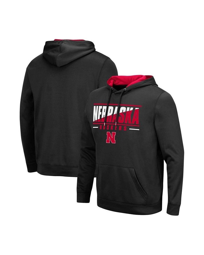 Men's Black Nebraska Huskers Slash Stack 2.0 Pullover Hoodie $33.79 Sweatshirt