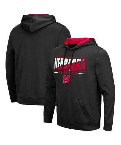 Men's Black Nebraska Huskers Slash Stack 2.0 Pullover Hoodie $33.79 Sweatshirt