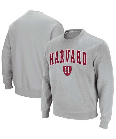 Men's Gray Harvard Crimson Team Arch Logo Tackle Twill Pullover Sweatshirt $21.15 Sweatshirt