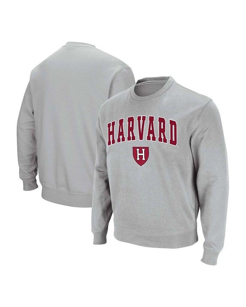 Men's Gray Harvard Crimson Team Arch Logo Tackle Twill Pullover Sweatshirt $21.15 Sweatshirt