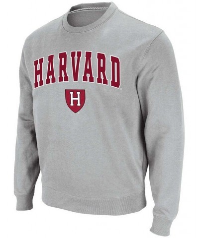 Men's Gray Harvard Crimson Team Arch Logo Tackle Twill Pullover Sweatshirt $21.15 Sweatshirt