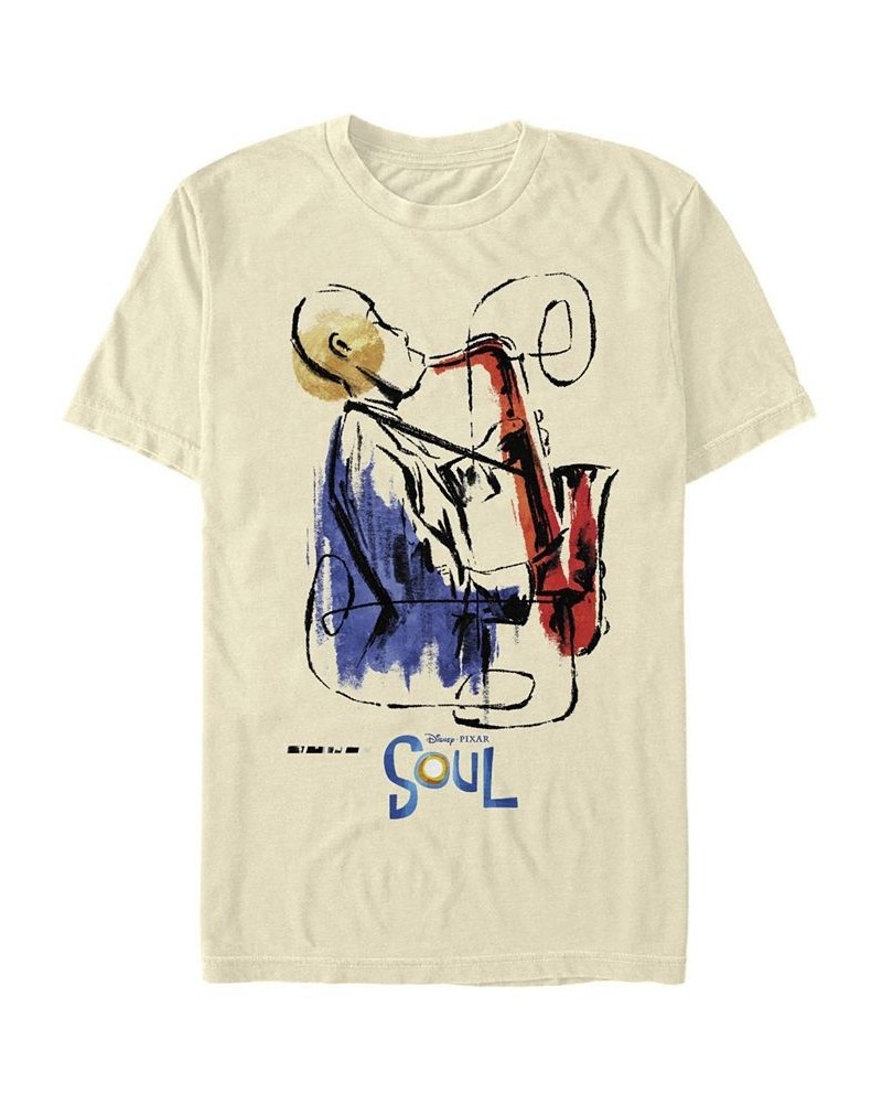 Men's Saxophone Painting Short Sleeve Crew T-shirt Tan/Beige $17.84 T-Shirts