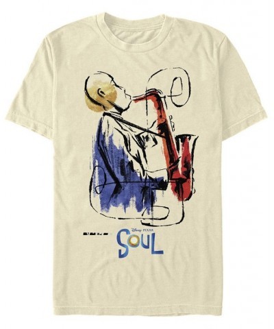 Men's Saxophone Painting Short Sleeve Crew T-shirt Tan/Beige $17.84 T-Shirts