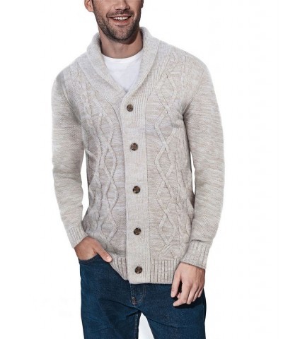 Men's Shawl Collar Cable Knit Cardigan PD06 $26.40 Sweaters