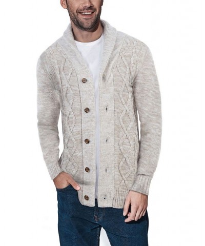 Men's Shawl Collar Cable Knit Cardigan PD06 $26.40 Sweaters