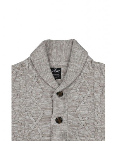 Men's Shawl Collar Cable Knit Cardigan PD06 $26.40 Sweaters