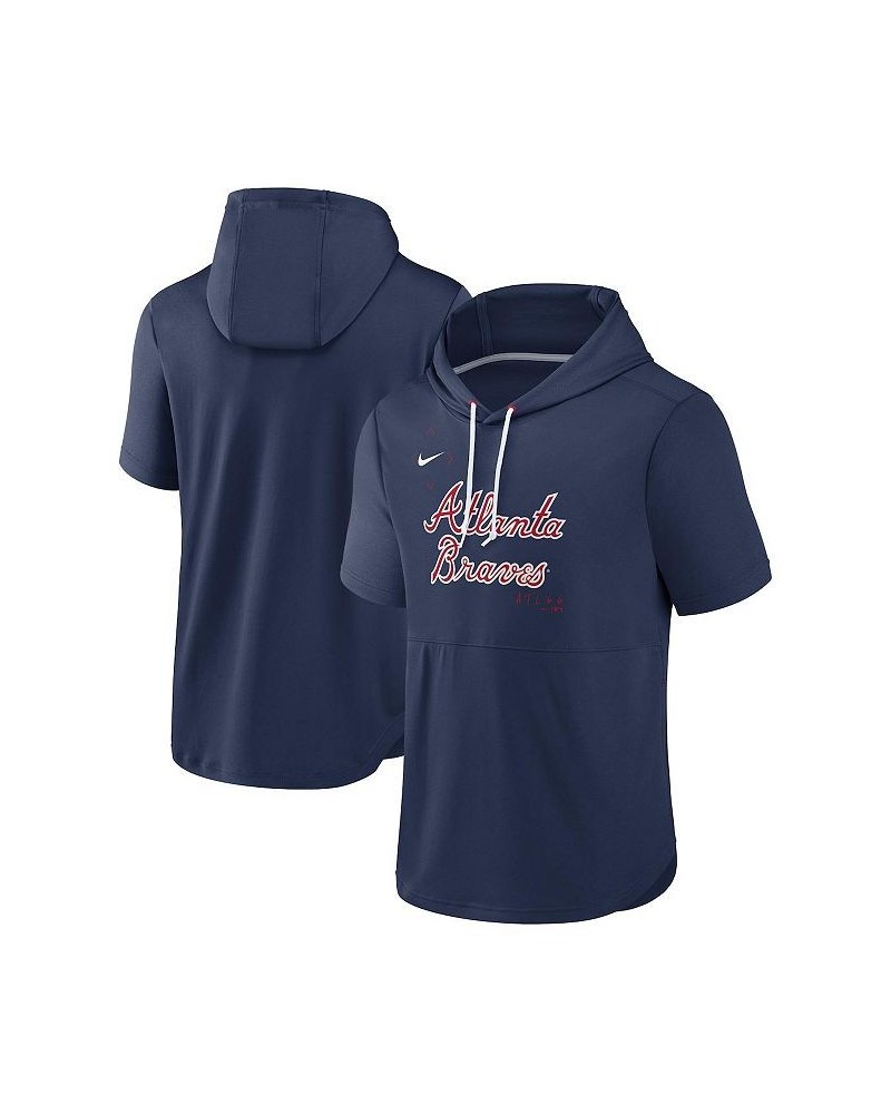 Men's Navy Atlanta Braves Springer Short Sleeve Team Pullover Hoodie $34.30 Sweatshirt