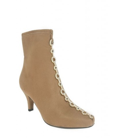 Women's Naja Chain I Stretch Ankle Bootie with Memory Foam Tan/Beige $50.35 Shoes