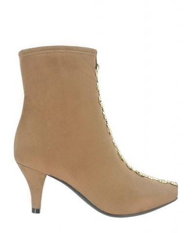 Women's Naja Chain I Stretch Ankle Bootie with Memory Foam Tan/Beige $50.35 Shoes