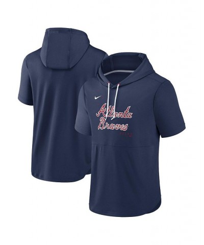 Men's Navy Atlanta Braves Springer Short Sleeve Team Pullover Hoodie $34.30 Sweatshirt