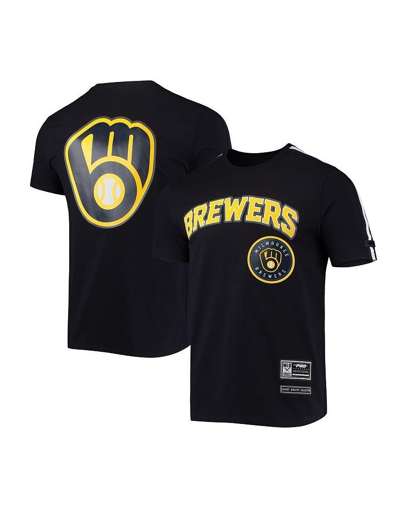 Men's Navy Milwaukee Brewers Taping T-shirt $33.00 T-Shirts