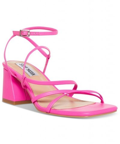 Women's Alyce Strappy Block-Heel Dress Sandals Pink $49.50 Shoes