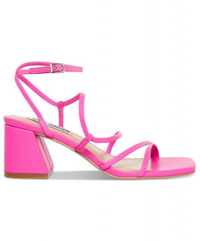 Women's Alyce Strappy Block-Heel Dress Sandals Pink $49.50 Shoes