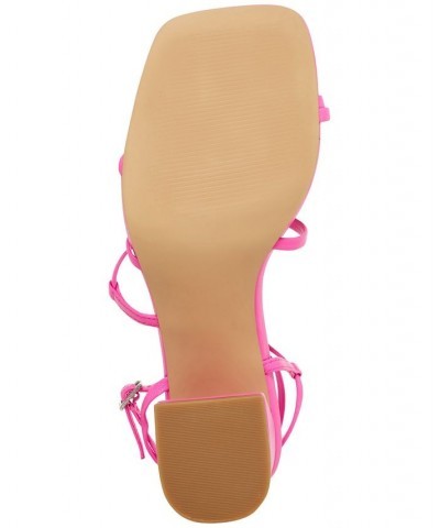 Women's Alyce Strappy Block-Heel Dress Sandals Pink $49.50 Shoes