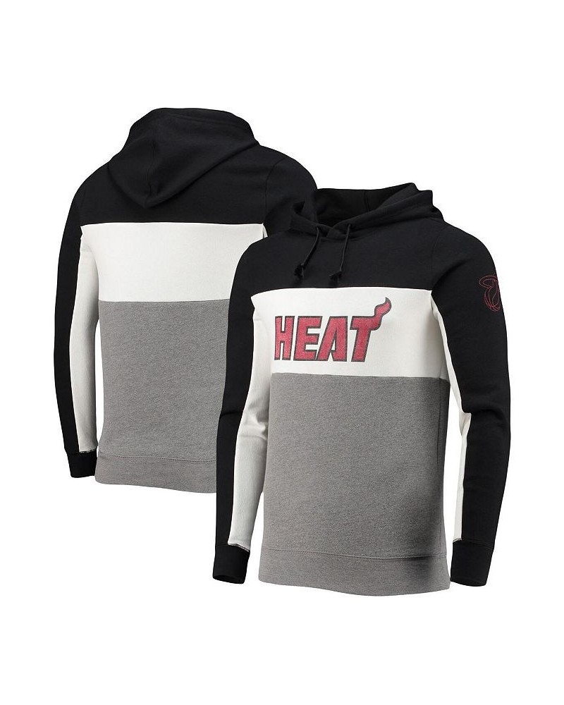 Men's Black, White Miami Heat Wordmark Colorblock Fleece Pullover Hoodie $32.23 Sweatshirt