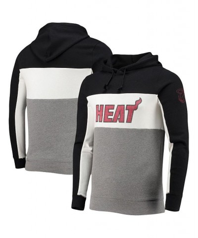 Men's Black, White Miami Heat Wordmark Colorblock Fleece Pullover Hoodie $32.23 Sweatshirt