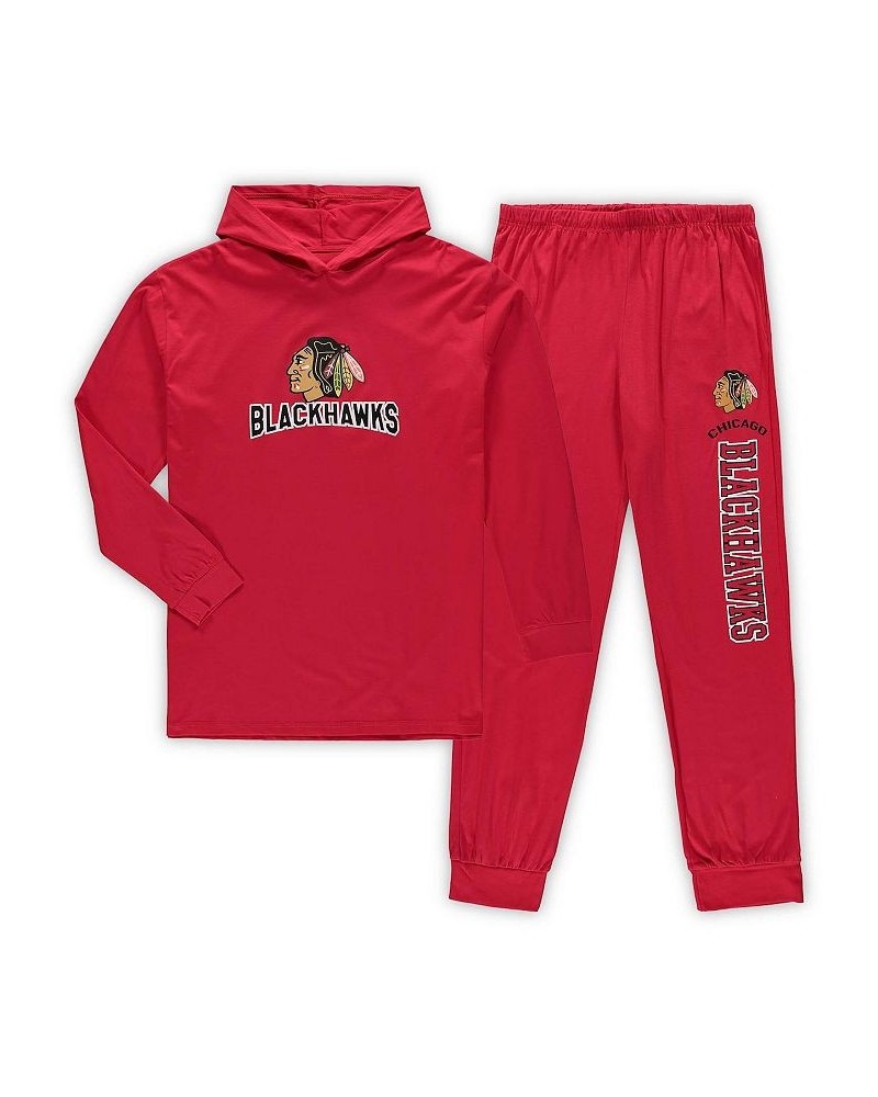 Men's Red Chicago Blackhawks Big and Tall Pullover Hoodie and Joggers Sleep Set $48.44 Pajama