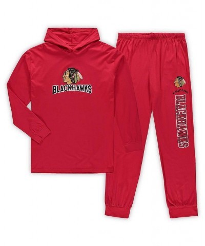 Men's Red Chicago Blackhawks Big and Tall Pullover Hoodie and Joggers Sleep Set $48.44 Pajama