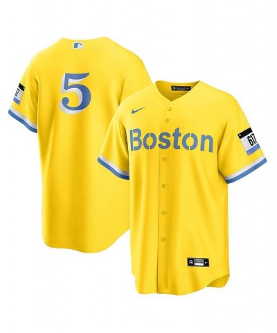 Men's Enrique Hernandez Gold, Light Blue Boston Red Sox 2021 City Connect Replica Player Jersey $66.30 Jersey