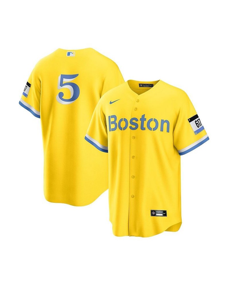 Men's Enrique Hernandez Gold, Light Blue Boston Red Sox 2021 City Connect Replica Player Jersey $66.30 Jersey