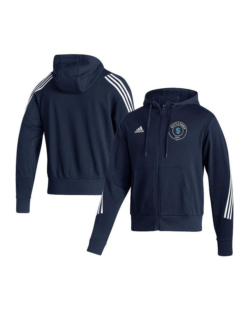 Men's Deep Sea Blue Seattle Kraken Lifestyle Full-Zip Hoodie $34.21 Sweatshirt