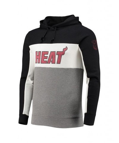 Men's Black, White Miami Heat Wordmark Colorblock Fleece Pullover Hoodie $32.23 Sweatshirt