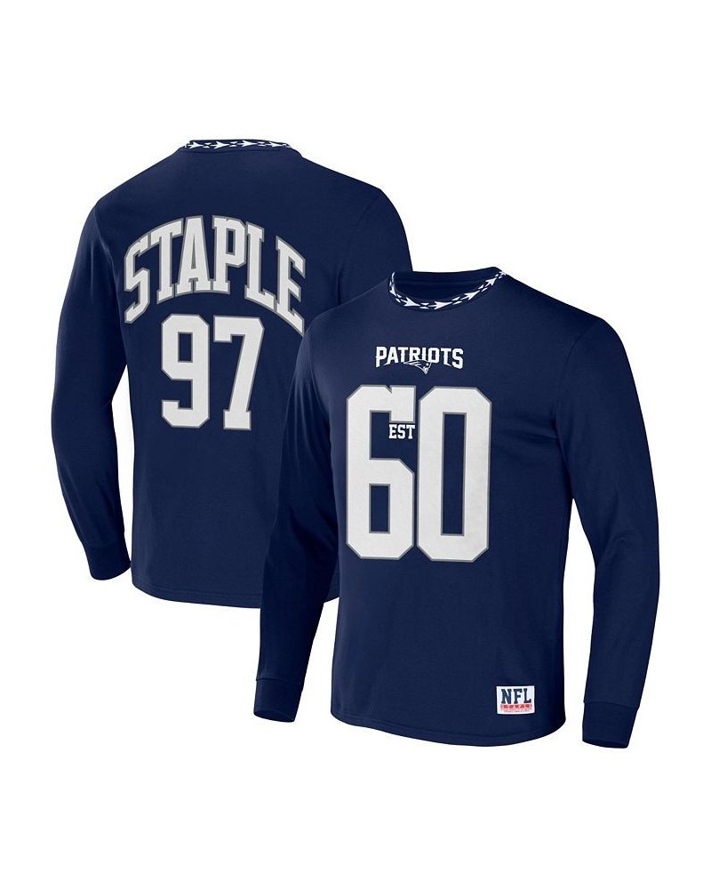 Men's NFL X Staple Navy New England Patriots Core Long Sleeve Jersey Style T-shirt $28.19 T-Shirts