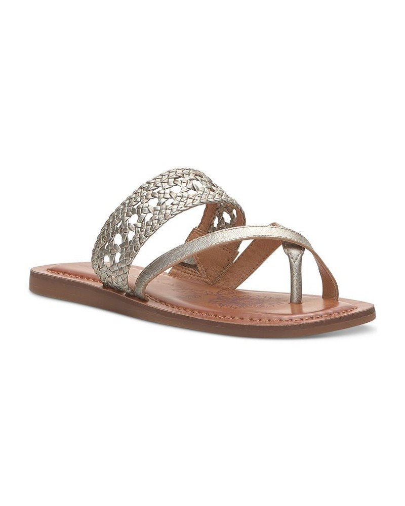 Women's Beckery Woven Flat Sandals Silver $37.95 Shoes