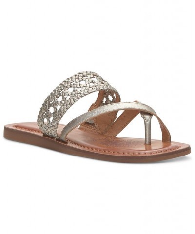 Women's Beckery Woven Flat Sandals Silver $37.95 Shoes