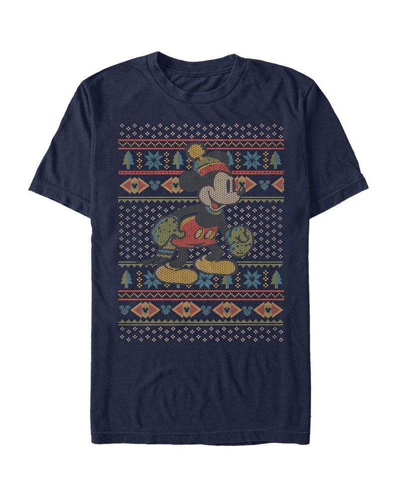 Men's Vintage-Like Mickey Short Sleeve Crew T-shirt Blue $15.75 T-Shirts