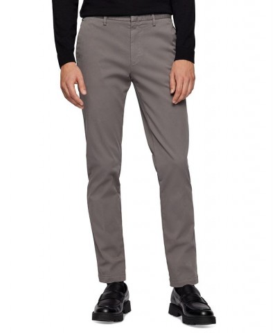 BOSS Men's Tapered-Fit Stretch Cotton Pants Gray $84.60 Pants