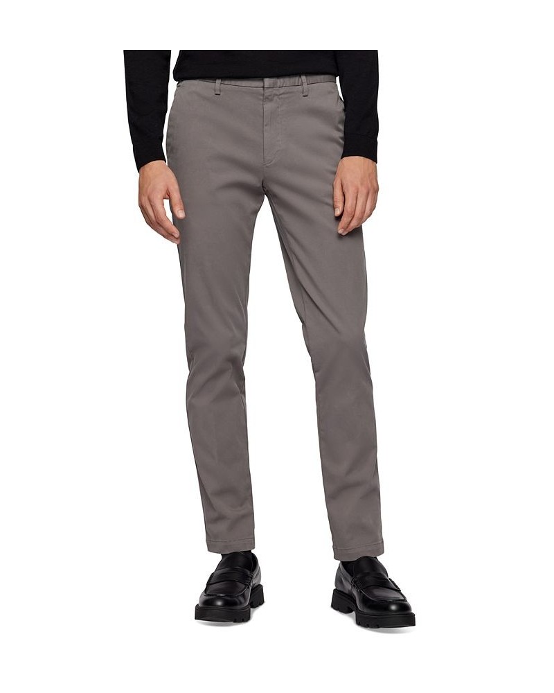 BOSS Men's Tapered-Fit Stretch Cotton Pants Gray $84.60 Pants