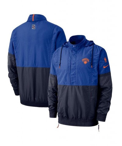 Men's Blue New York Knicks Courtside Half-Snap Jacket $40.66 Jackets