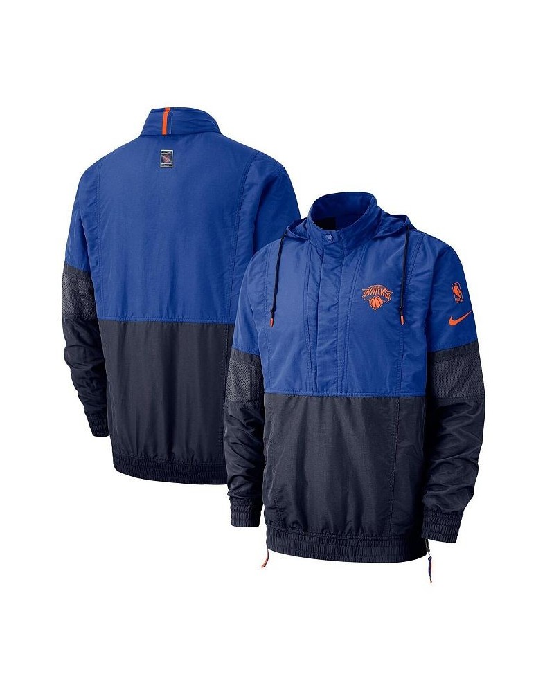 Men's Blue New York Knicks Courtside Half-Snap Jacket $40.66 Jackets