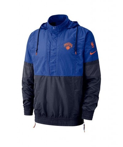 Men's Blue New York Knicks Courtside Half-Snap Jacket $40.66 Jackets