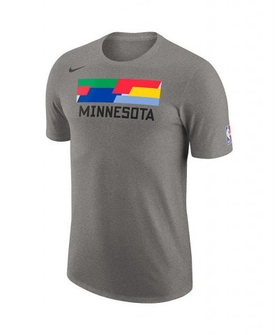 Men's Heather Charcoal Minnesota Timberwolves 2022/23 City Edition Essential Logo T-shirt $25.64 T-Shirts