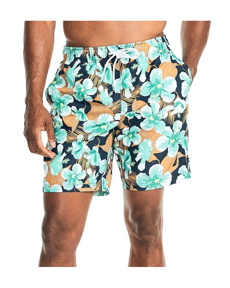 Men's 8" Hibiscus-Print Elastic-Waist Swim Trunks PD01 $19.95 Swimsuits