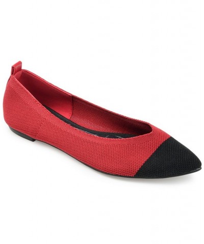 Women's Veata Soft Knit Flats Red $40.79 Shoes