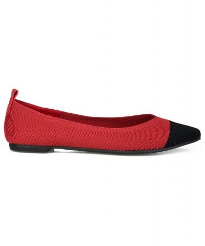 Women's Veata Soft Knit Flats Red $40.79 Shoes