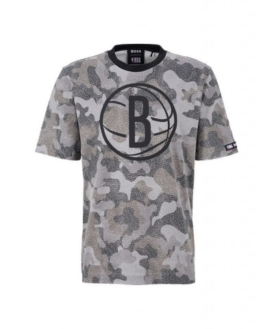 BOSS x NBA Men's Brooklyn Nets Jersey T-shirt Black $35.09 T-Shirts