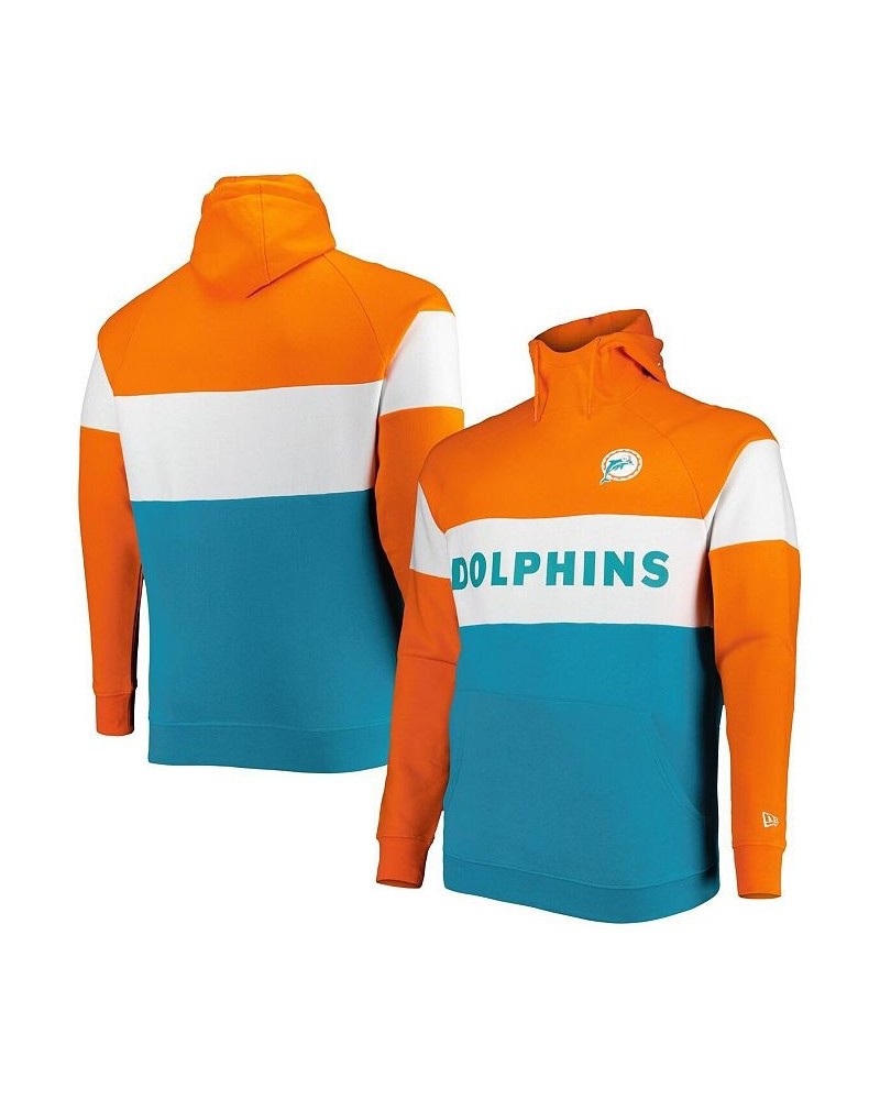 Men's Aqua Miami Dolphins Big and Tall Throwback Colorblock Raglan Pullover Hoodie $44.27 Sweatshirt