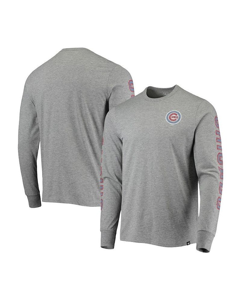 Men's '47 Heathered Gray Chicago Cubs Team Long Sleeve T-shirt $26.40 T-Shirts