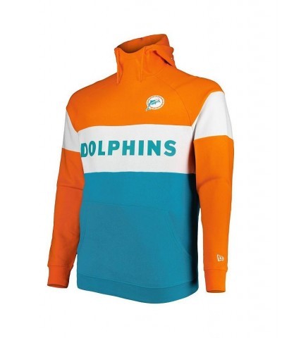 Men's Aqua Miami Dolphins Big and Tall Throwback Colorblock Raglan Pullover Hoodie $44.27 Sweatshirt